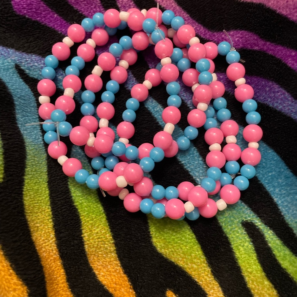 Handmade Trans Flag Stretchy Bracelet